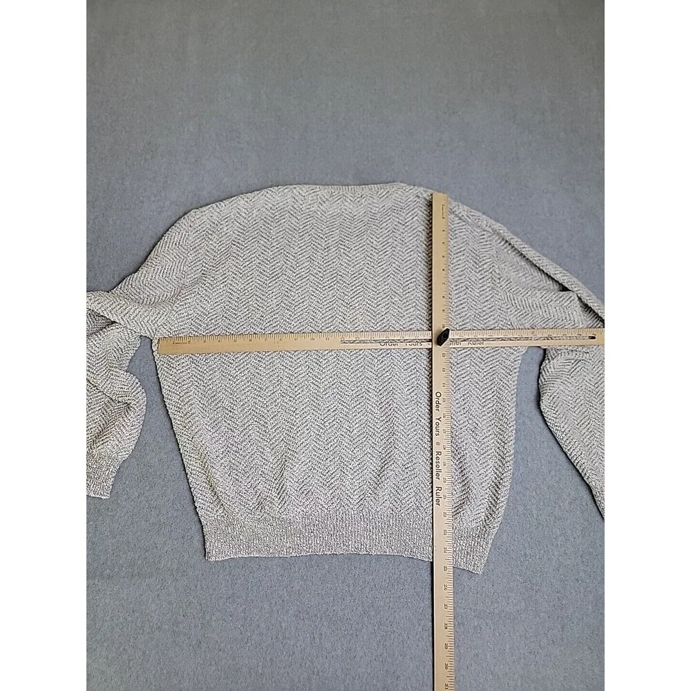 Vtg‎ Cypress Links V Neck Sweater Mens L White Gray Knit Cotton Blend Golf Dad